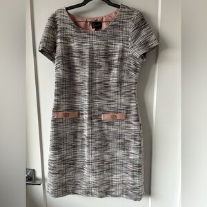 Connected Appeal Pink and Gray MIDI Dress